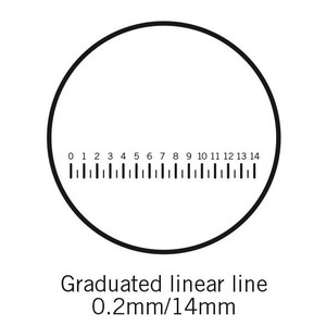 Motic Micrometerplaat Streepplaat, schaal (14mm over 70 delen) (Ø: 25mm)