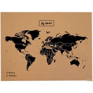 Miss Wood Wereldkaart Woody Map Natural Cork XL black