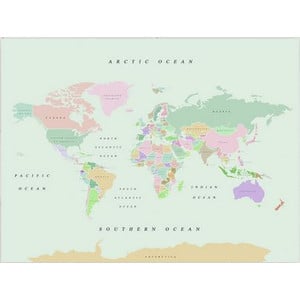 Miss Wood Wereldkaart Woody Map Watercolor Retro L