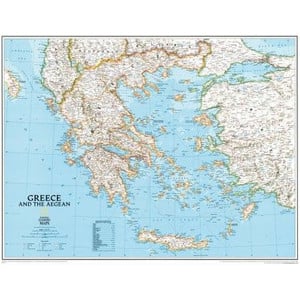 National Geographic Kaart Griekenland gelamineerd