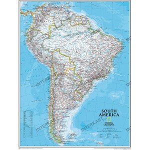 National Geographic Continentkaart Zuid-Amerika, politiek (Engels)