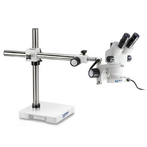 Kern Stereo zoom microscoop OZM 913, trino, 7x-45x, HSWF 10x23 mm, Stativ, Einarm (515 mm x 614 mm) m. Tischplatte, Ringlicht LED 4.5 W