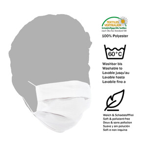 Masketo Mondmaskers, polyester, wit, 5 stuk