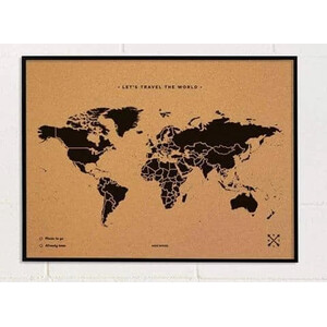 Miss Wood Wereldkaart Woody Map Natural Cork L black