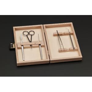 Windaus Microscopeerset, 5 instrumenten, in houten doosje