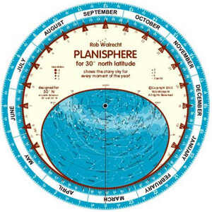 Rob Walrecht Sterrenkaart Planisphere 30°N 25cm