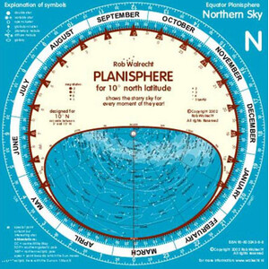 Rob Walrecht Sterrenkaart Planisphere 0° Equator 25cm