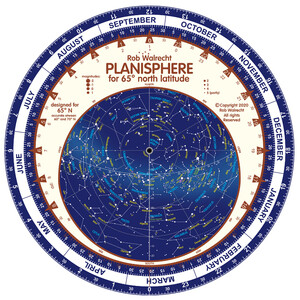 Rob Walrecht Sterrenkaart Planisphere 65°N 25cm