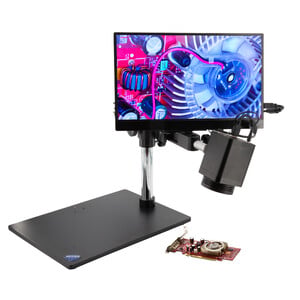 Optika Microscoop IS-4K2, zoom opt. 1x-18x, autofocus, 8 MP, 4K Ultra HD, overhangend statief, 15,6" scherm