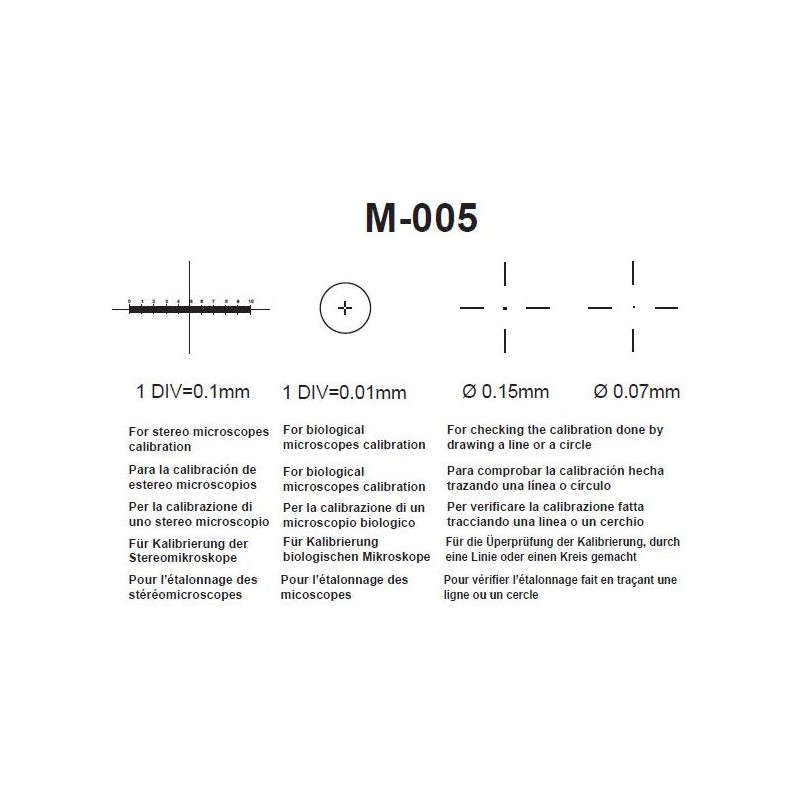 Optika Objectmicrometer M-005, micrometrisch voorwerpglaasje, 1mm, deling 0,01mm, 26x76mm