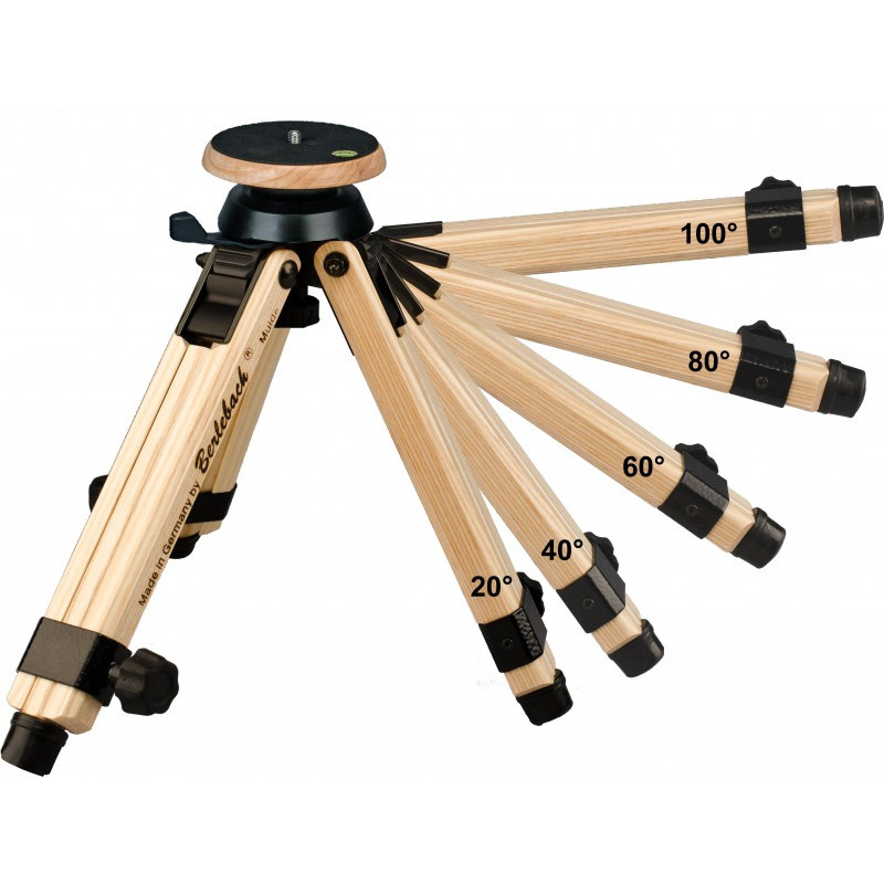 Berlebach Houten tripod Ministatief, met nivellering