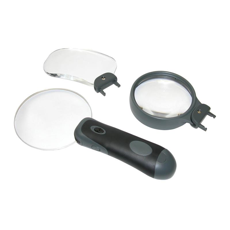 Carson Vergrootglazen LED Remov-A-Lens loepenset met 3 loepen