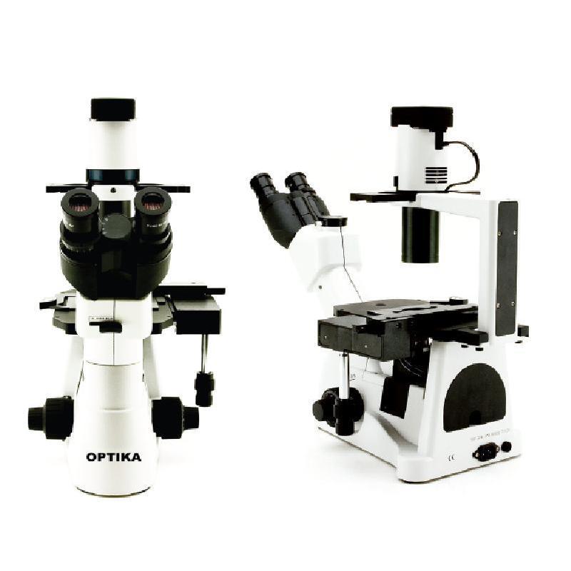 Optika Omgekeerde microscoop XDS-3, trinoculair, inversief, eindeloos gecorrigeerde optiek, X-Y tafel, X-LED