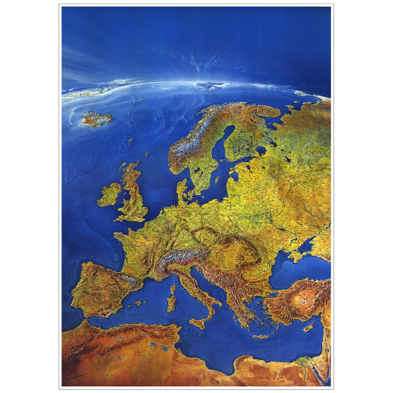 Bacher Verlag continentkaart MAIR Europakaart panorama