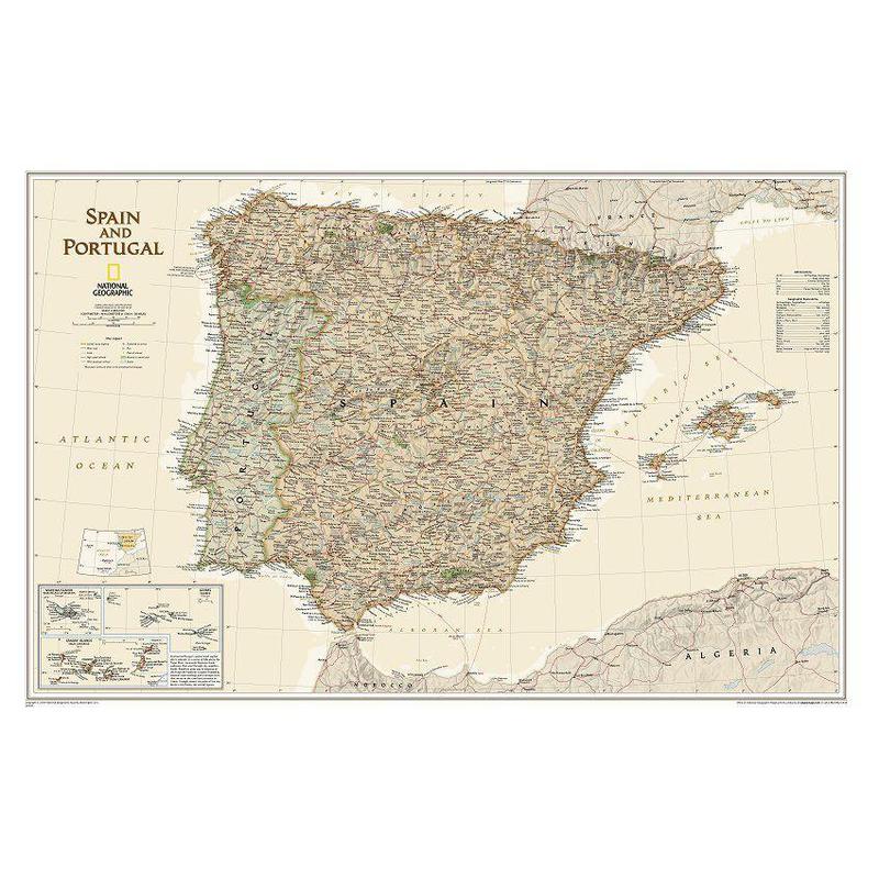 National Geographic Kaart Spanje en Portugal (Engels)