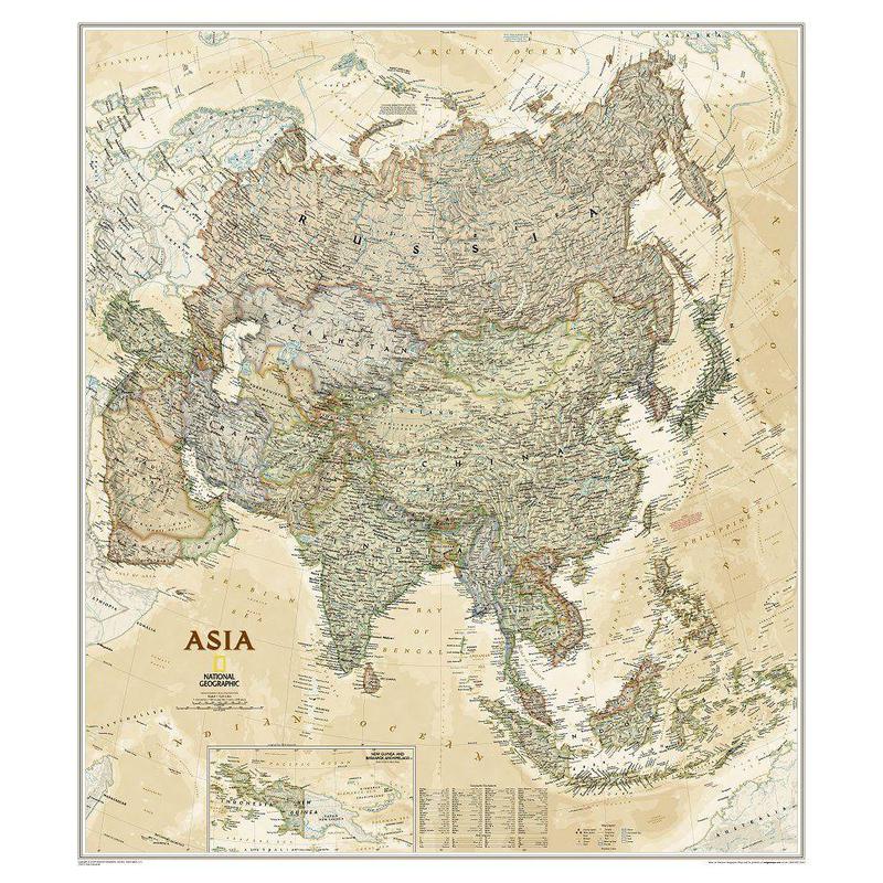 National Geographic continentkaart Azië (96 x 86 cm)