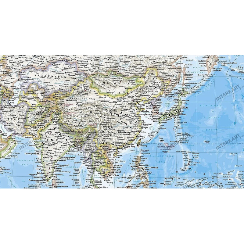 National Geographic Wereldkaart pazifikzentriert (185 x 122 cm)
