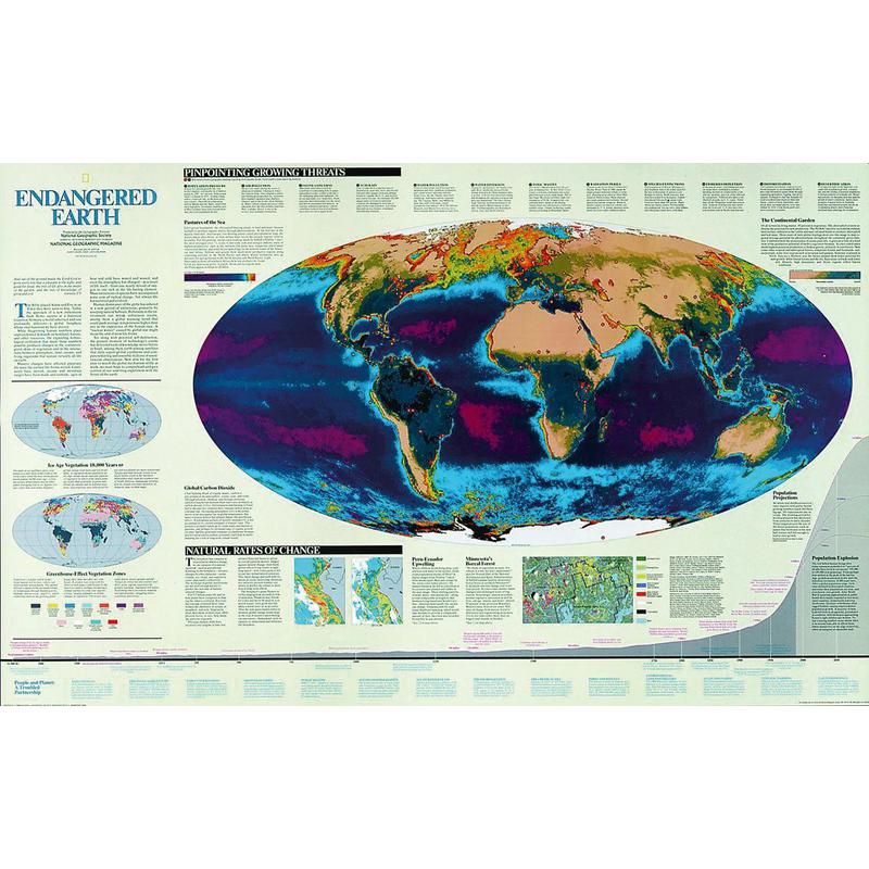 National Geographic Wereldkaart Bedreigde aarde