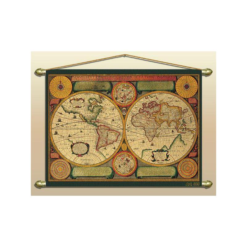 Zoffoli Wereldkaart Antique map (reproduction) No. 309/2