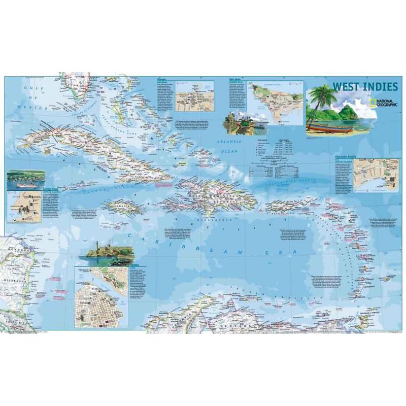 National Geographic Regionale kaart Antillen, 2-zijdig (Engels)