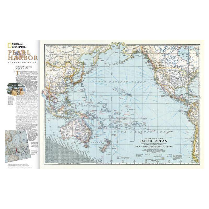National Geographic Regionale kaart Pearl Harbor / Drama in de Stille Oceaan - 2-zijdig