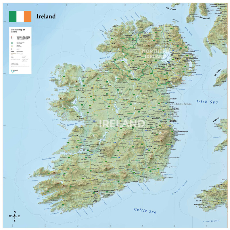 GeoMetro Kaart Ierland (90 x 90 cm)