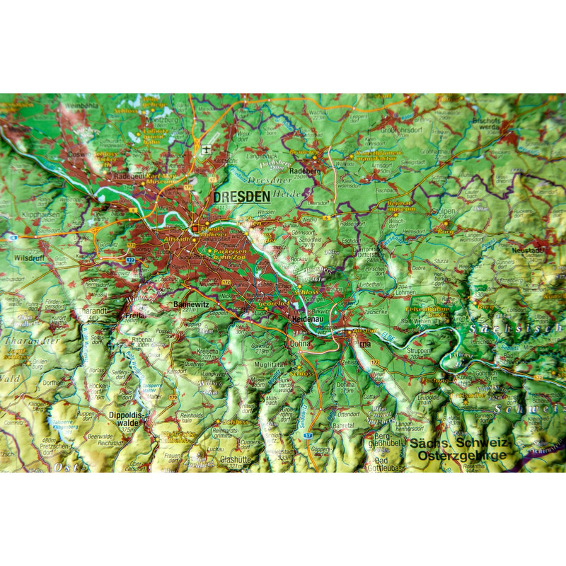 Georelief Regionale kaart Saksen