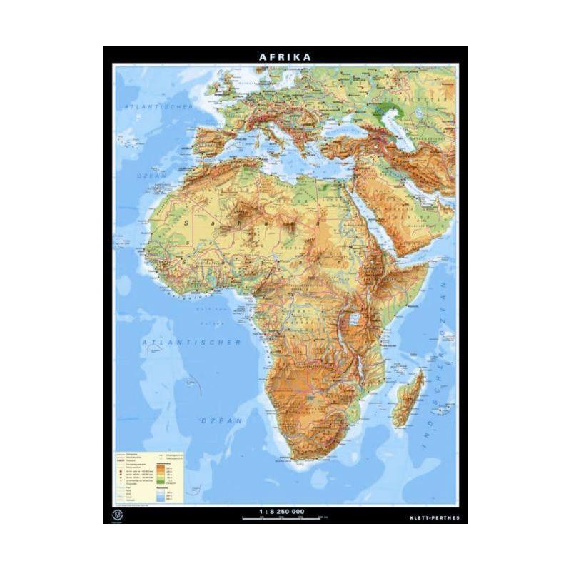 Klett-Perthes Verlag continentkaart Afrika fysisch/politiek (papier), 2-zijdig (Duits)
