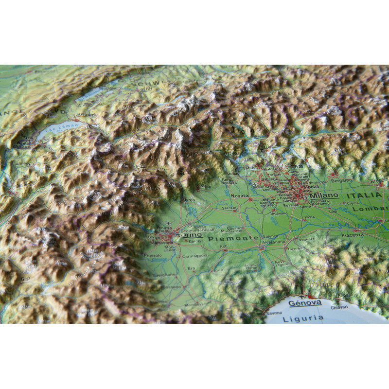 Georelief Alpen 3D reliëfkaart, klein (Duits)