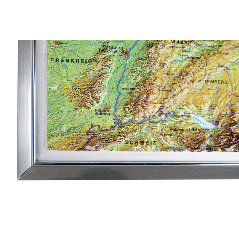 Georelief Duitsland 3D reliëfkaart, groot, met aluminium frame (Duits)