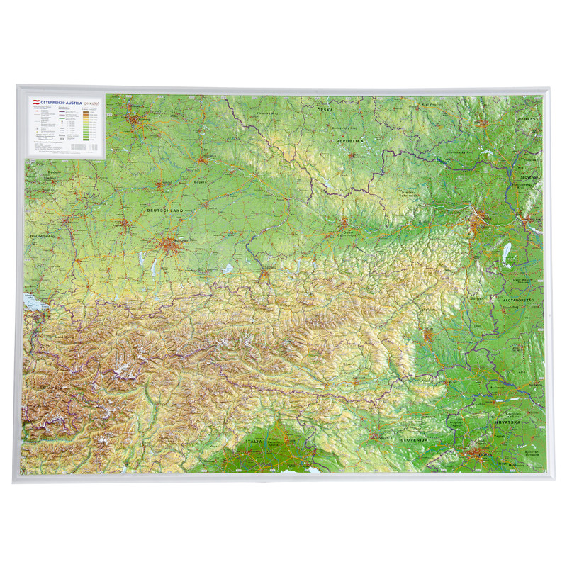 Georelief Oostenrijk 3D reliëfkaart, groot (Duits)