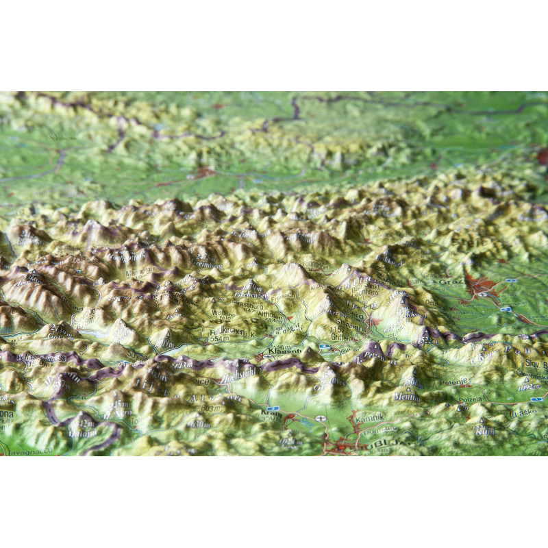 Georelief Oostenrijk 3D reliëfkaart, klein (Duits)