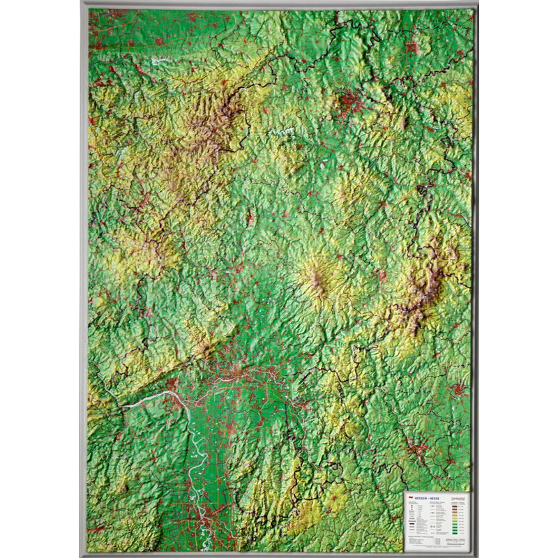 Georelief Hessen 3D reliëfkaart, groot (Duits)