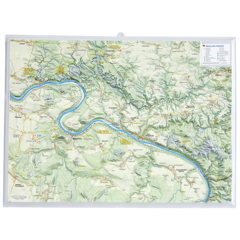 Georelief Saksisch Zwitserland 3D reliëfkaart, klein (Duits)