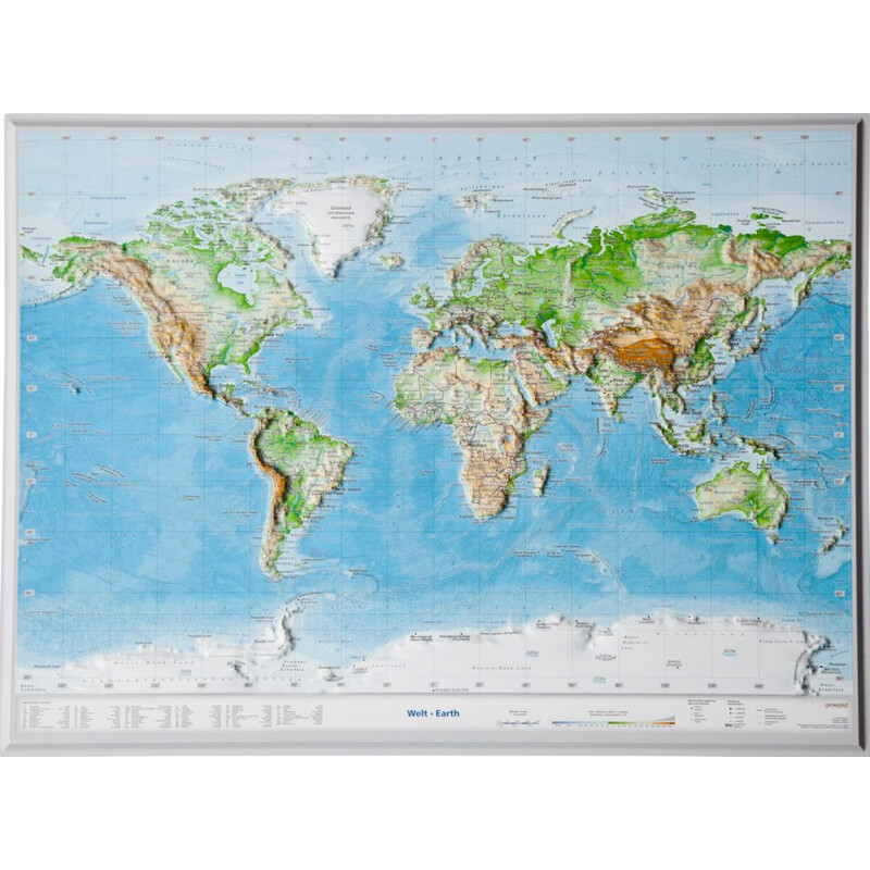 Georelief Wereldkaart 3D reliëf, klein