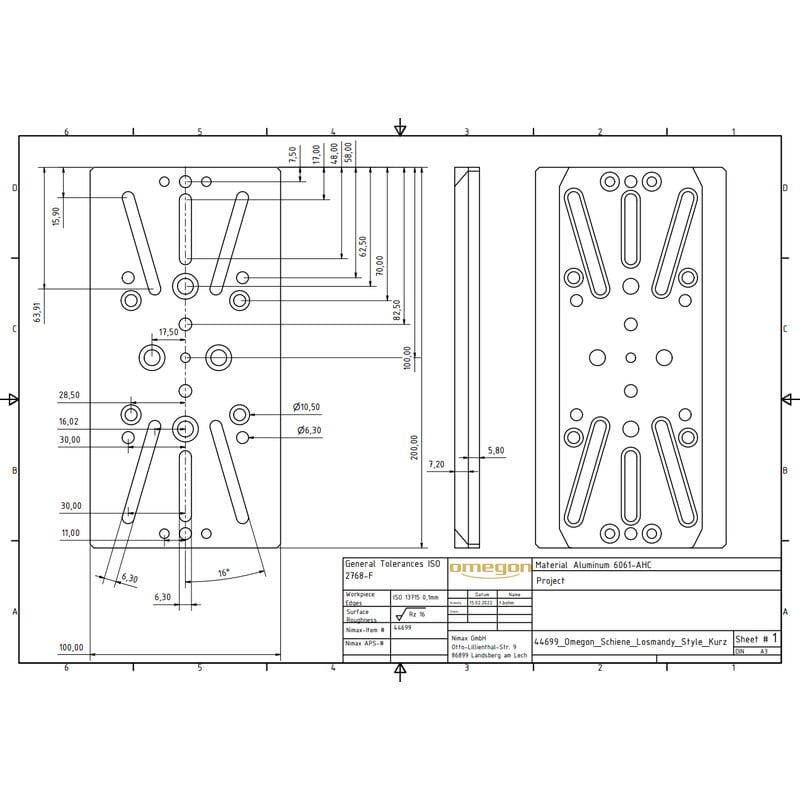 Omegon universele Losmandy style montageplaat (kort)