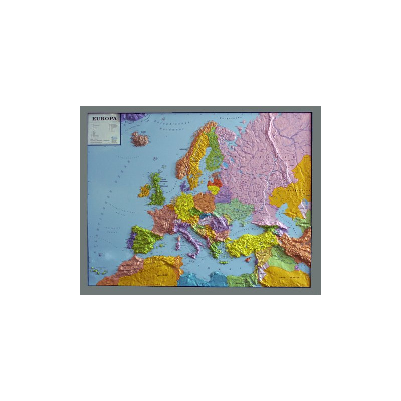 geo-institut GEO Institute Silver Line continentkaart reliëf Europa, politiek (Duits)