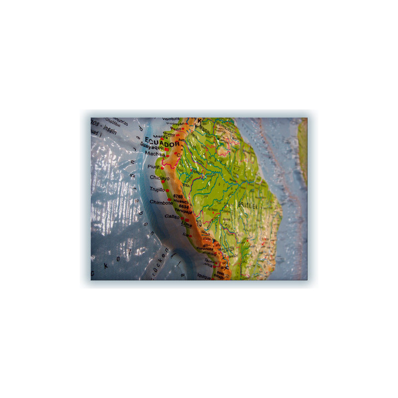 geo-institut Wereldkaart World map Relief Kaart Wereld Zilverlijn politiek Zweeds