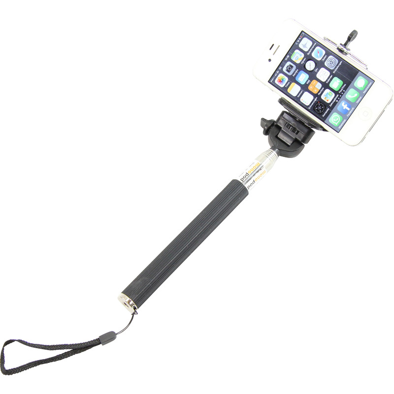 Aluminium monopod Selfie stick voor smartphones en compactcamera's, roze