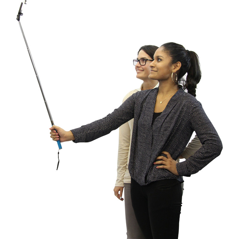 Aluminium monopod Selfie stick voor smartphones en compactcamera's, roze