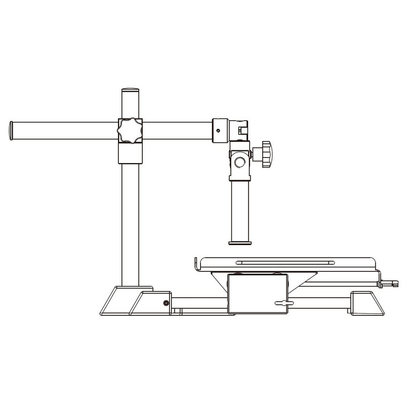 Motic Zwenkarm statief Grote manuele tafel, kolom Ø 32mm