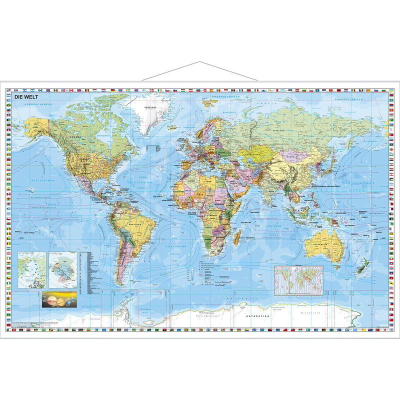 Stiefel Wereldkaart, politiek, met metalen frame (Duits)