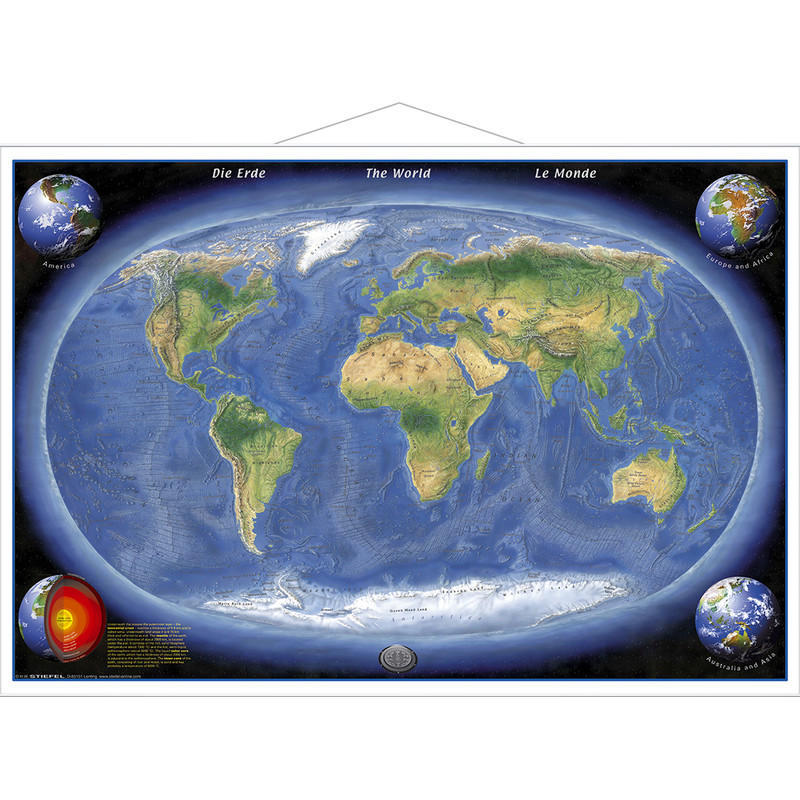 Stiefel Wereldkaart Panorama map of the Earth