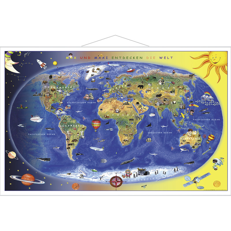 Stiefel Kinderkaart Max und Maxi entdecken die Welt (92 x 59 cm)