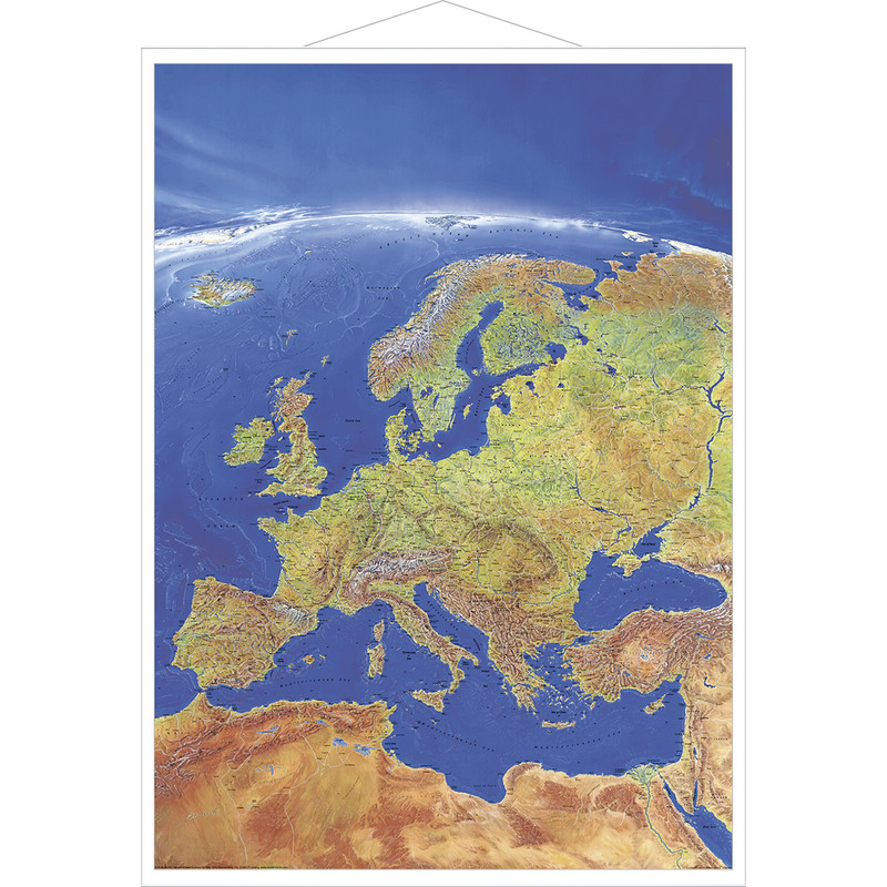 Stiefel continentkaart Europa panorama, met metalen frame (Engels)