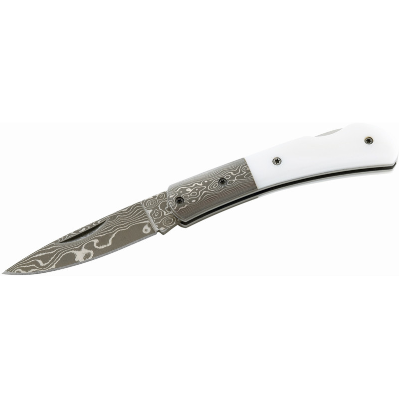 Herbertz Messen Damascus Zakmes, zoetwaterschelp handvat, Nr. 211009