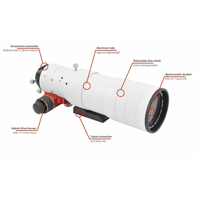 PrimaLuceLab Apochromatische refractor AP 72/430 ED Airy OTA