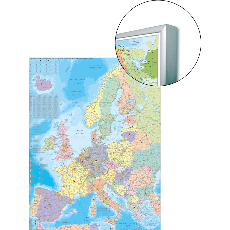 Stiefel continentkaart Europa organisatiekaart (Duits, Engels, Frans)