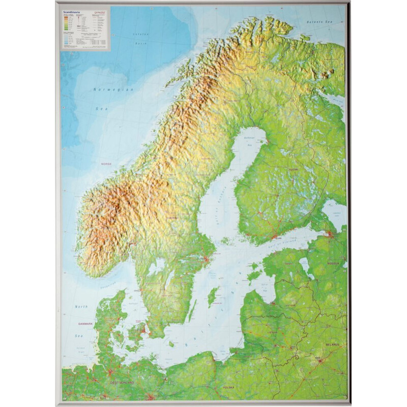 Georelief Regiokaart Scandinavische landen (Engels)