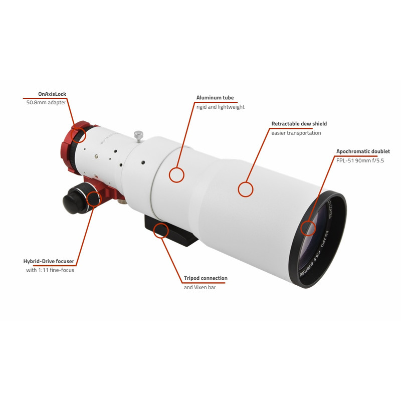 PrimaLuceLab Apochromatische refractor AP 90/500 Airy ED90 OTA